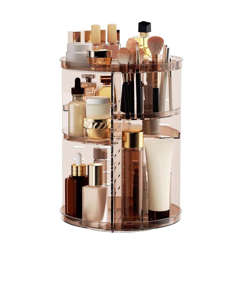 360 Rotating Makeup Organizer Adjustable Skincare Storage